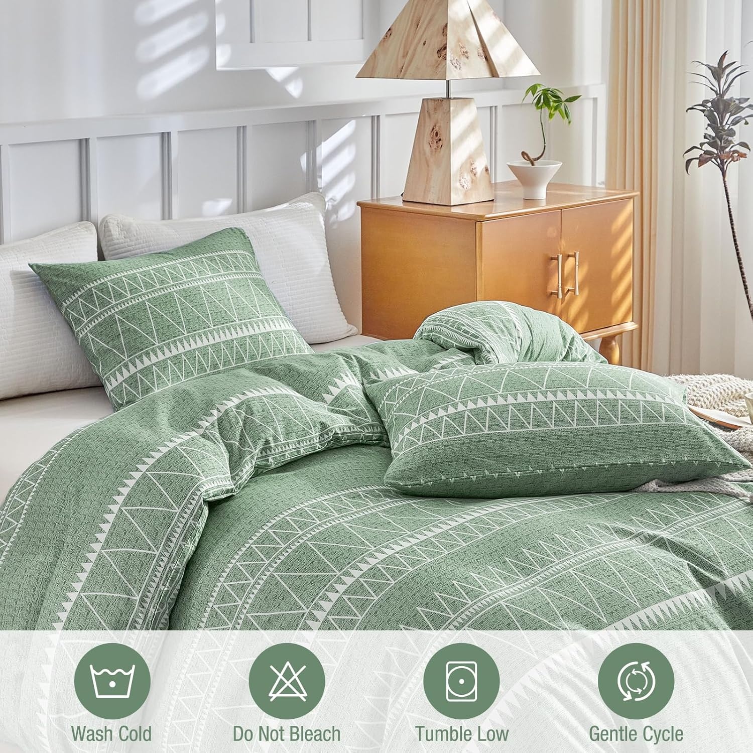 image:imageLekesky King Size Duvet Cover Set Hazy Blue Duvet Cover UltraSoft Microfiber 3 Pieces Comforter Cover with Zipper and Corner Ties Includes 2 Pillowcases 20x36Agreen
