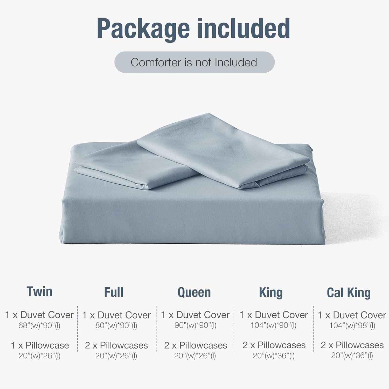 image:imageLekesky King Size Duvet Cover Set Hazy Blue Duvet Cover UltraSoft Microfiber 3 Pieces Comforter Cover with Zipper and Corner Ties Includes 2 Pillowcases 20x36A Hazy Blueno Comforter