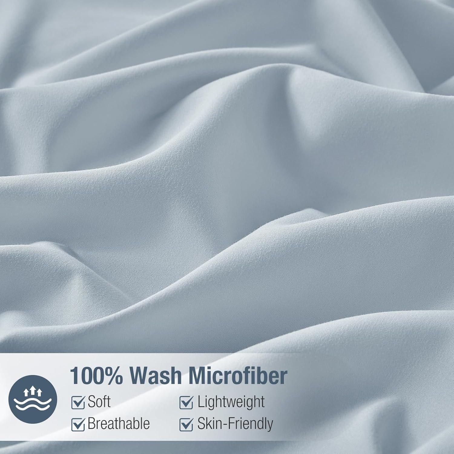 image:imageLekesky King Size Duvet Cover Set Hazy Blue Duvet Cover UltraSoft Microfiber 3 Pieces Comforter Cover with Zipper and Corner Ties Includes 2 Pillowcases 20x36A Hazy Blueno Comforter