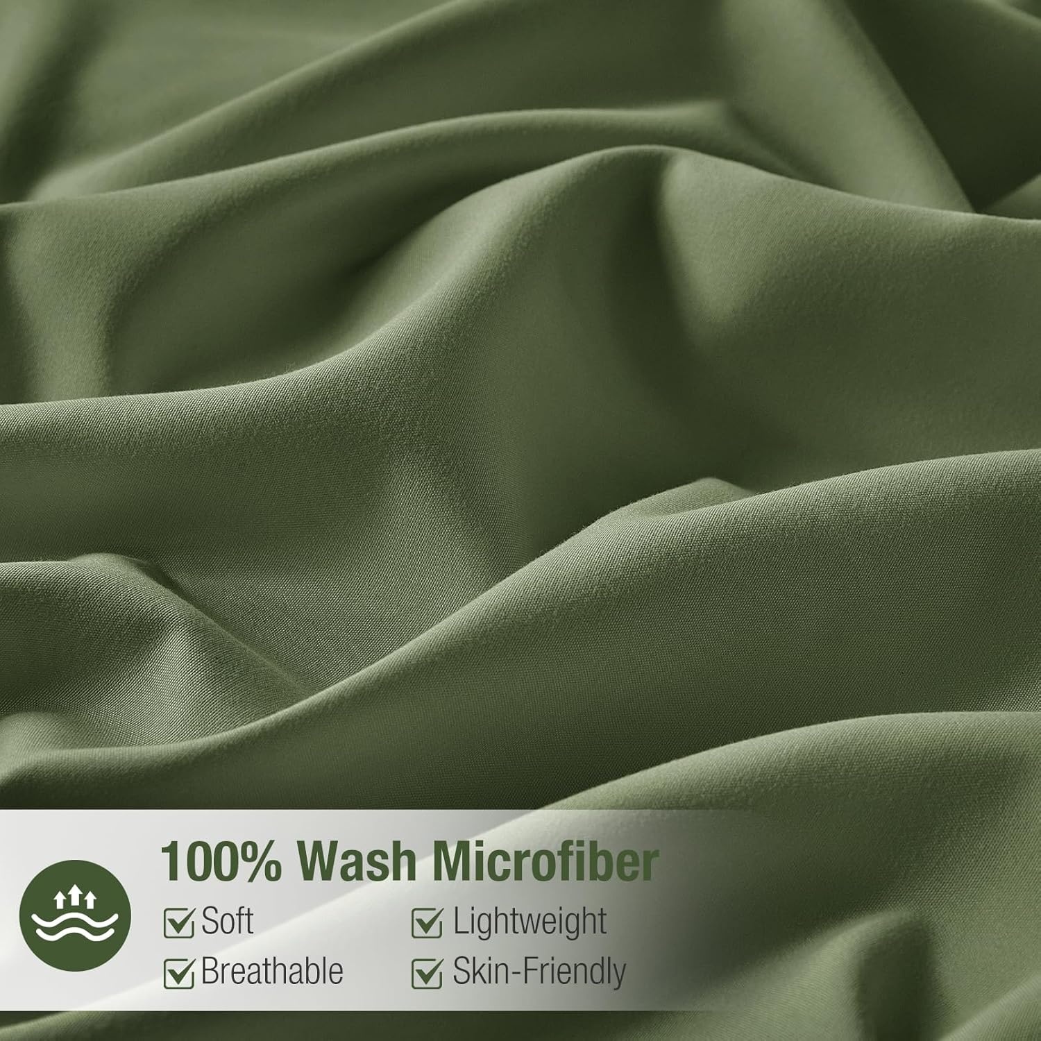 image:imageLekesky King Size Duvet Cover Set Hazy Blue Duvet Cover UltraSoft Microfiber 3 Pieces Comforter Cover with Zipper and Corner Ties Includes 2 Pillowcases 20x36D Olive Greenno Comforter