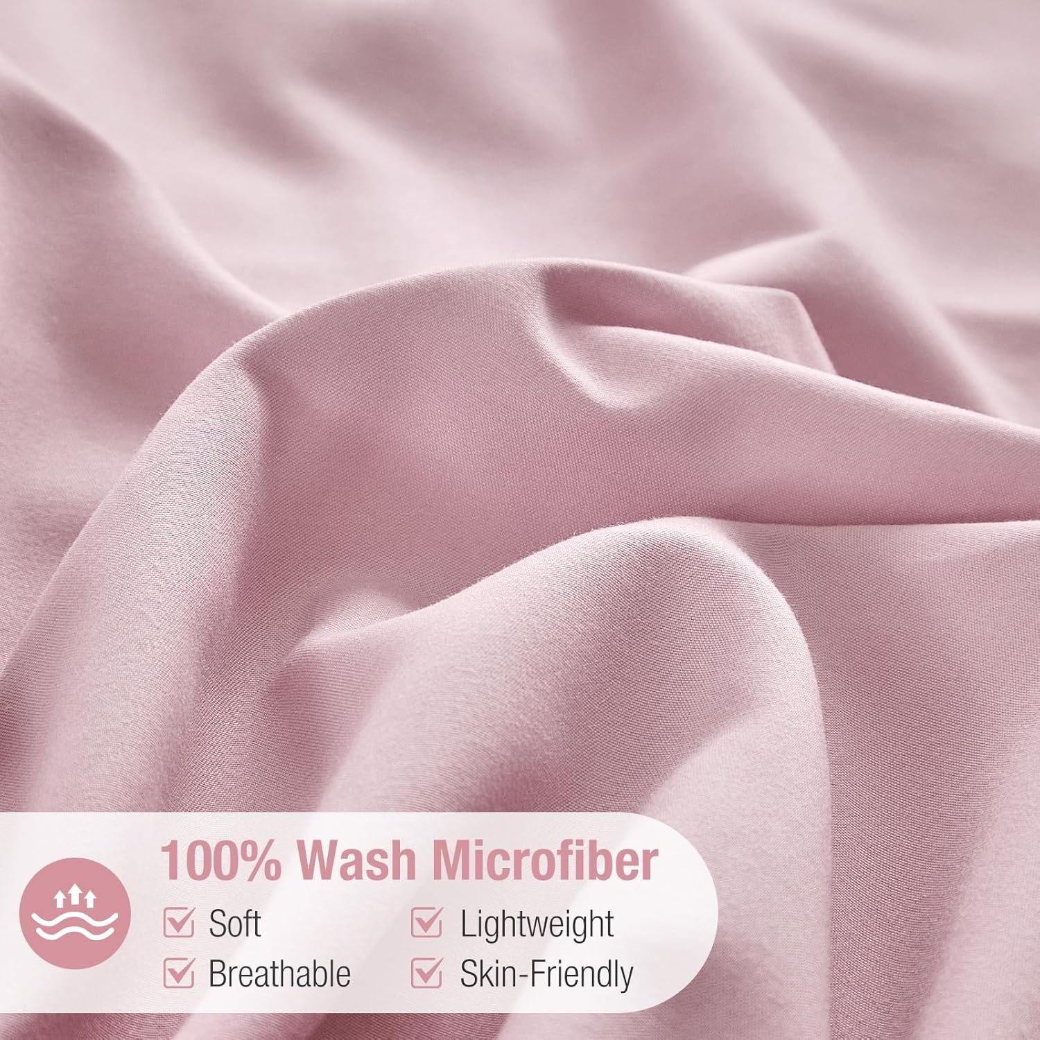 image:imageLekesky King Size Duvet Cover Set Hazy Blue Duvet Cover UltraSoft Microfiber 3 Pieces Comforter Cover with Zipper and Corner Ties Includes 2 Pillowcases 20x36C Pink Ruffleno Comforter