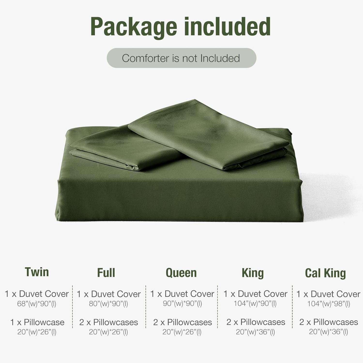 image:imageLekesky King Size Duvet Cover Set Hazy Blue Duvet Cover UltraSoft Microfiber 3 Pieces Comforter Cover with Zipper and Corner Ties Includes 2 Pillowcases 20x36D Olive Greenno Comforter