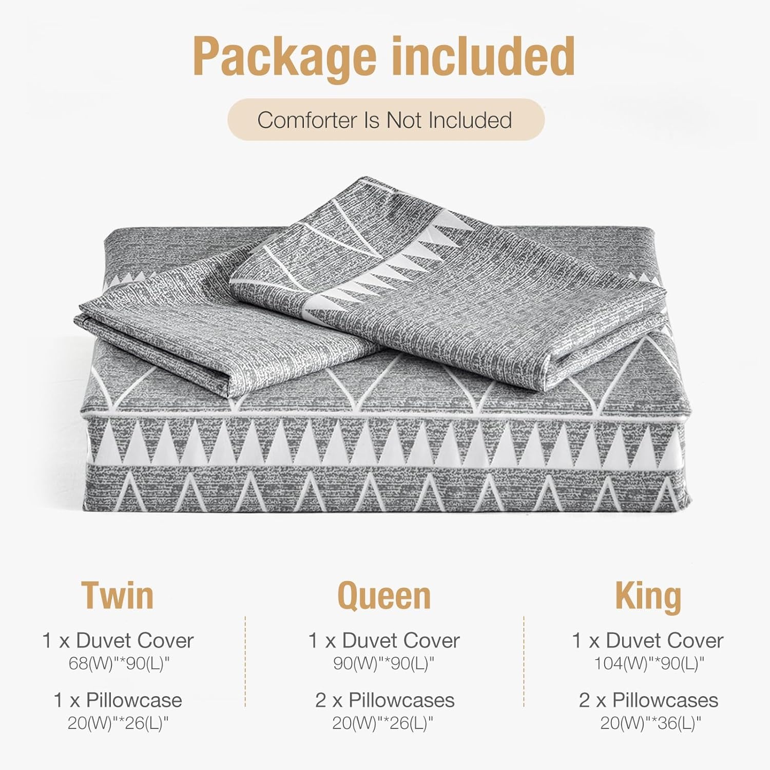 image:imageLekesky King Size Duvet Cover Set Hazy Blue Duvet Cover UltraSoft Microfiber 3 Pieces Comforter Cover with Zipper and Corner Ties Includes 2 Pillowcases 20x36Agrey