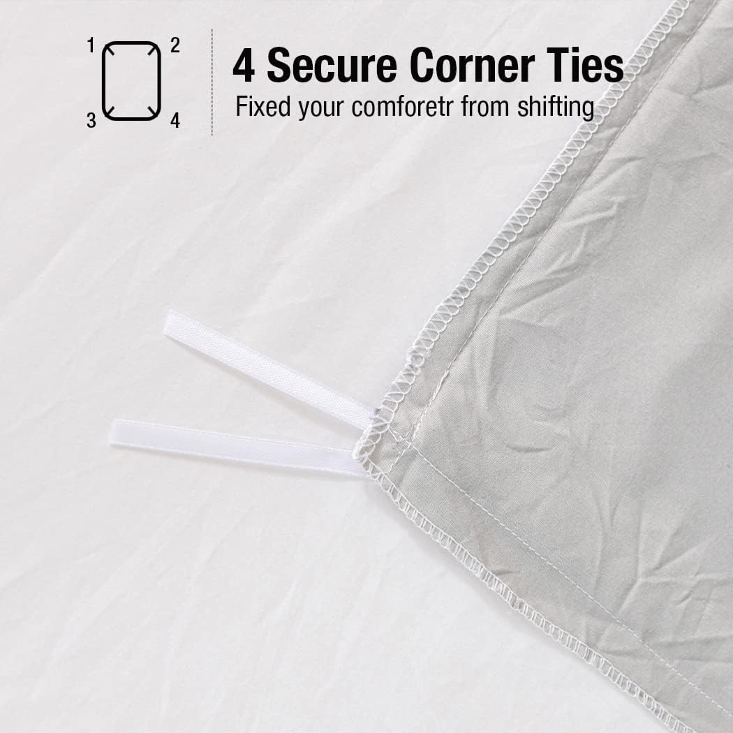 image:imageLekesky King Size Duvet Cover Set Hazy Blue Duvet Cover UltraSoft Microfiber 3 Pieces Comforter Cover with Zipper and Corner Ties Includes 2 Pillowcases 20x36Blight Grey