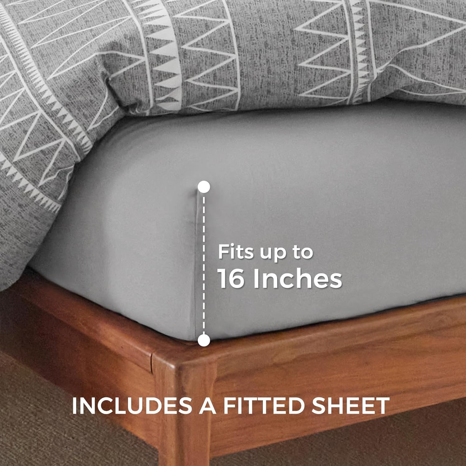 image:imageLekesky King Size Duvet Cover Set Hazy Blue Duvet Cover UltraSoft Microfiber 3 Pieces Comforter Cover with Zipper and Corner Ties Includes 2 Pillowcases 20x36Agrey