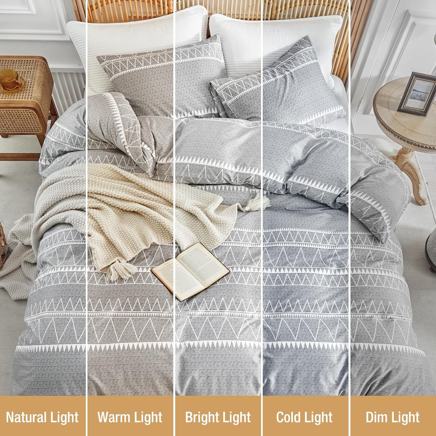 image:imageLekesky King Size Duvet Cover Set Hazy Blue Duvet Cover UltraSoft Microfiber 3 Pieces Comforter Cover with Zipper and Corner Ties Includes 2 Pillowcases 20x36Agrey
