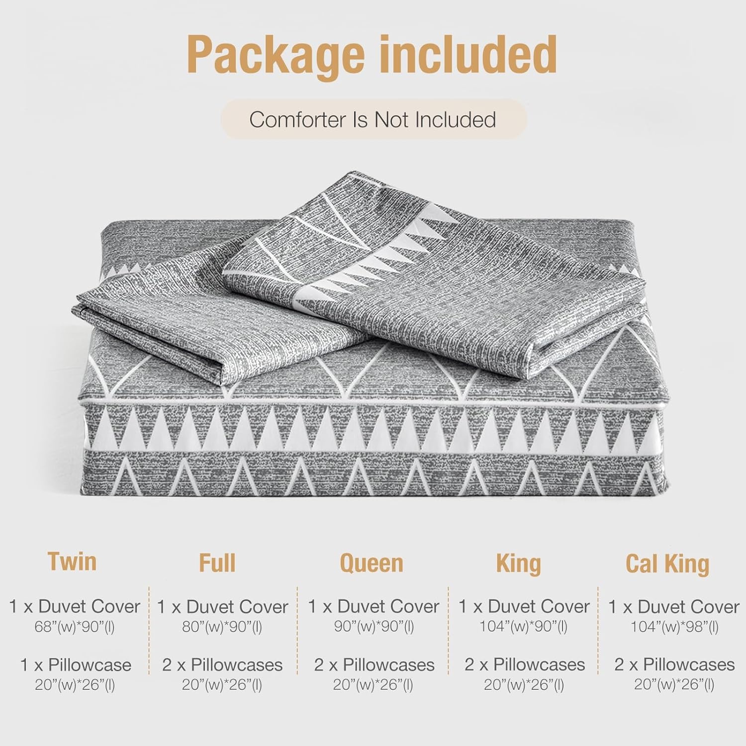 image:imageLekesky King Size Duvet Cover Set Hazy Blue Duvet Cover UltraSoft Microfiber 3 Pieces Comforter Cover with Zipper and Corner Ties Includes 2 Pillowcases 20x36Agrey