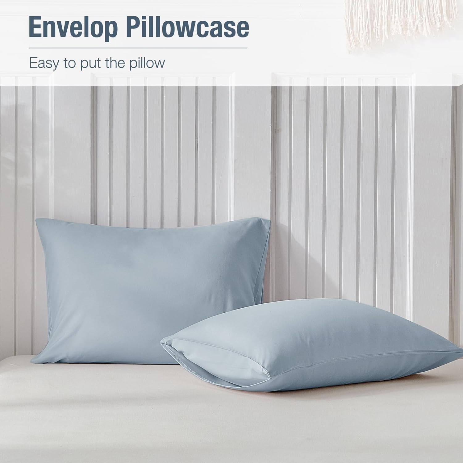 image:imageLekesky King Size Duvet Cover Set Hazy Blue Duvet Cover UltraSoft Microfiber 3 Pieces Comforter Cover with Zipper and Corner Ties Includes 2 Pillowcases 20x36A Hazy Blueno Comforter