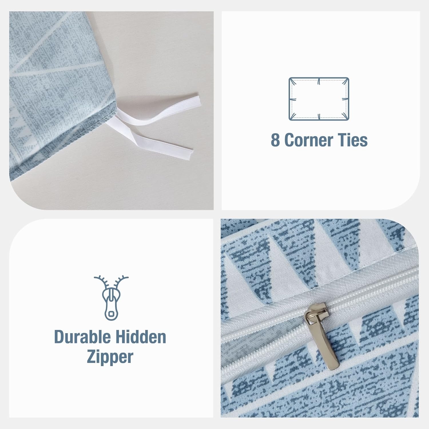 image:imageLekesky King Size Duvet Cover Set Hazy Blue Duvet Cover UltraSoft Microfiber 3 Pieces Comforter Cover with Zipper and Corner Ties Includes 2 Pillowcases 20x36Alight Blue