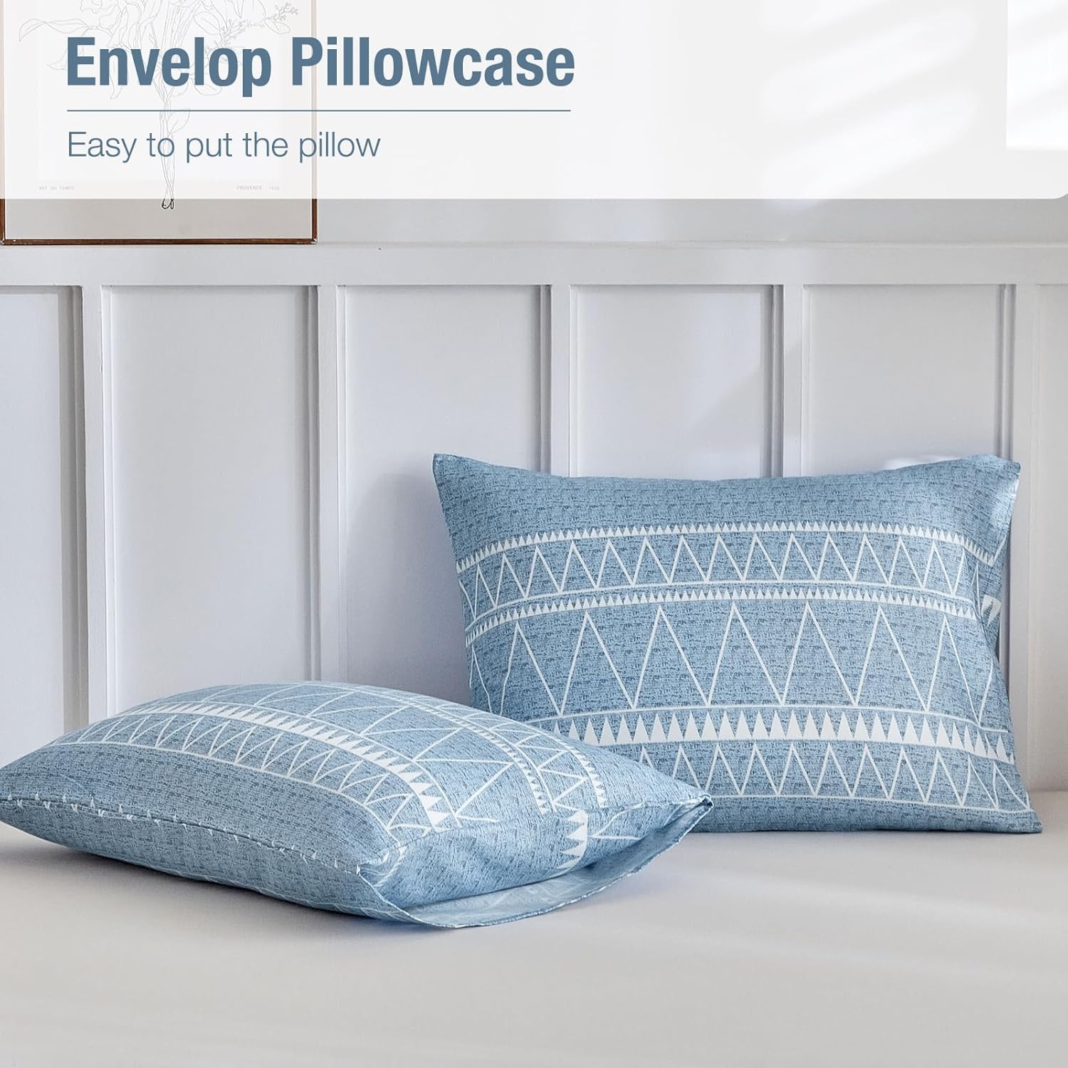 image:imageLekesky King Size Duvet Cover Set Hazy Blue Duvet Cover UltraSoft Microfiber 3 Pieces Comforter Cover with Zipper and Corner Ties Includes 2 Pillowcases 20x36Alight Blue