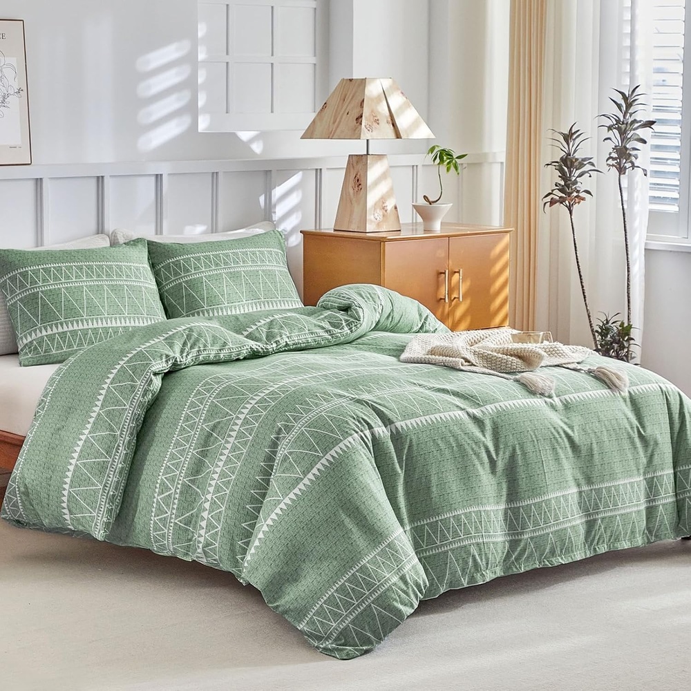 image:imageLekesky King Size Duvet Cover Set Hazy Blue Duvet Cover UltraSoft Microfiber 3 Pieces Comforter Cover with Zipper and Corner Ties Includes 2 Pillowcases 20x36Agreen