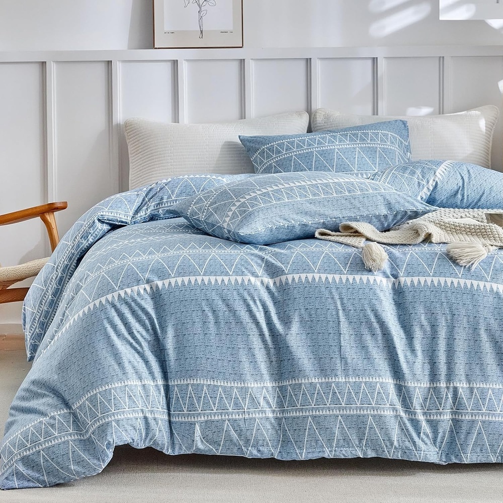 image:imageLekesky King Size Duvet Cover Set Hazy Blue Duvet Cover UltraSoft Microfiber 3 Pieces Comforter Cover with Zipper and Corner Ties Includes 2 Pillowcases 20x36Alight Blue