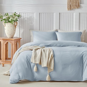 image:imageLekesky King Size Duvet Cover Set Hazy Blue Duvet Cover UltraSoft Microfiber 3 Pieces Comforter Cover with Zipper and Corner Ties Includes 2 Pillowcases 20x36A Hazy Blueno Comforter