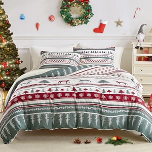image:imageLekesky King Size Duvet Cover Set Hazy Blue Duvet Cover UltraSoft Microfiber 3 Pieces Comforter Cover with Zipper and Corner Ties Includes 2 Pillowcases 20x36Aa Christmas Classic Green