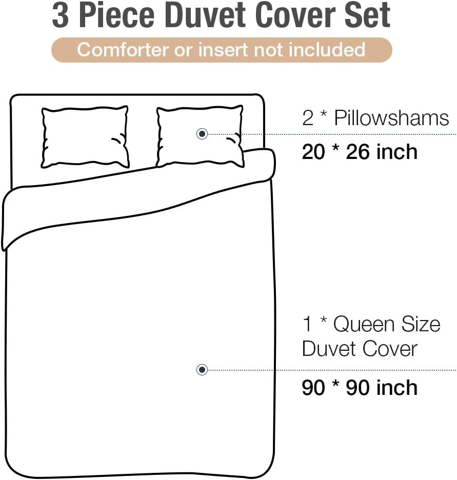 image:imageLekesky Duvet Cover Queen Size Reversible Botanical Floral Duvet Cover Set with Zipper Closure 3 Pieces Soft Microfiber Green Bedding Set 1Duvet Cover 90x90 2 Pillowcases 20x26A Blue Bohemia Style