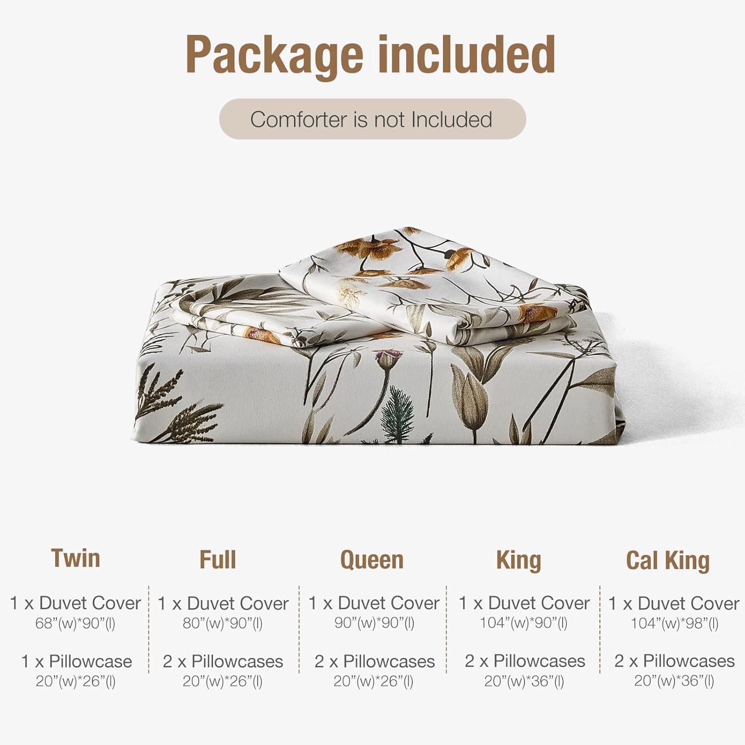 image:imageLekesky Duvet Cover Queen Size Reversible Botanical Floral Duvet Cover Set with Zipper Closure 3 Pieces Soft Microfiber Green Bedding Set 1Duvet Cover 90x90 2 Pillowcases 20x26C White Earthno Comforter