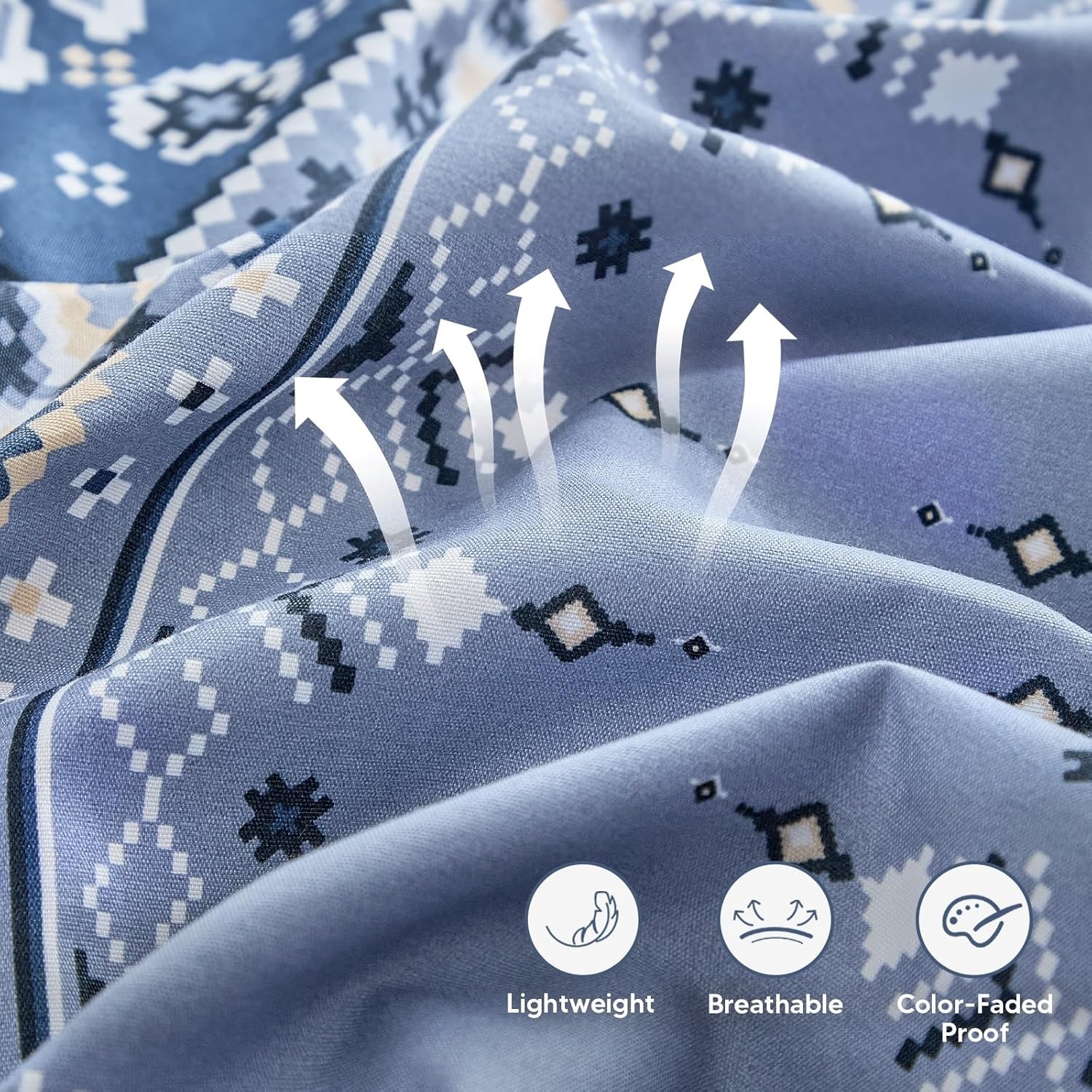 image:imageLekesky Duvet Cover Queen Size Reversible Botanical Floral Duvet Cover Set with Zipper Closure 3 Pieces Soft Microfiber Green Bedding Set 1Duvet Cover 90x90 2 Pillowcases 20x26Bindigo Blue No Comforter