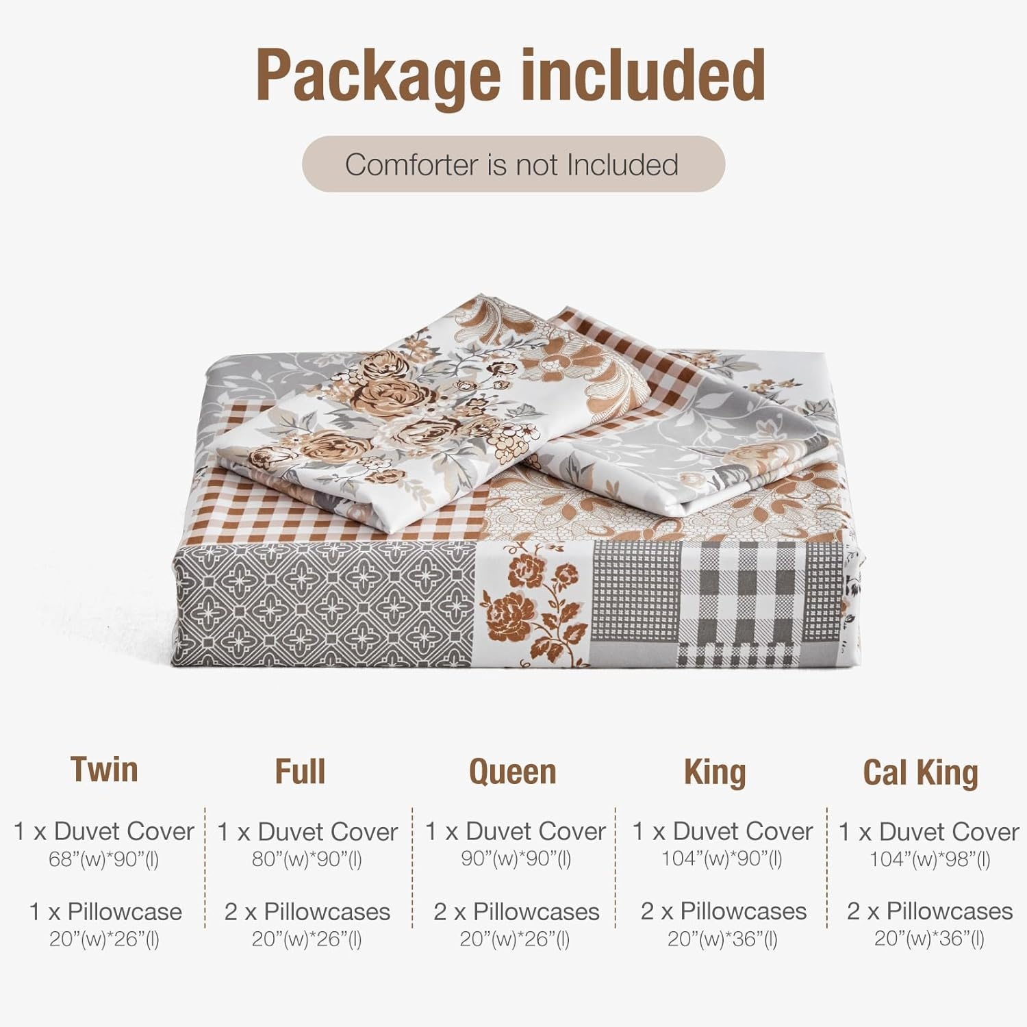 image:imageLekesky Duvet Cover Queen Size Reversible Botanical Floral Duvet Cover Set with Zipper Closure 3 Pieces Soft Microfiber Green Bedding Set 1Duvet Cover 90x90 2 Pillowcases 20x26Dpatchworkgrey