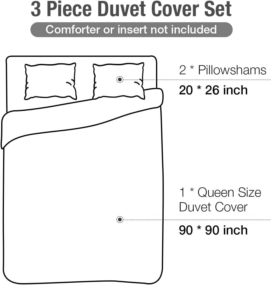 image:imageLekesky Duvet Cover Queen Size Reversible Botanical Floral Duvet Cover Set with Zipper Closure 3 Pieces Soft Microfiber Green Bedding Set 1Duvet Cover 90x90 2 Pillowcases 20x26B Navy Blue Branch
