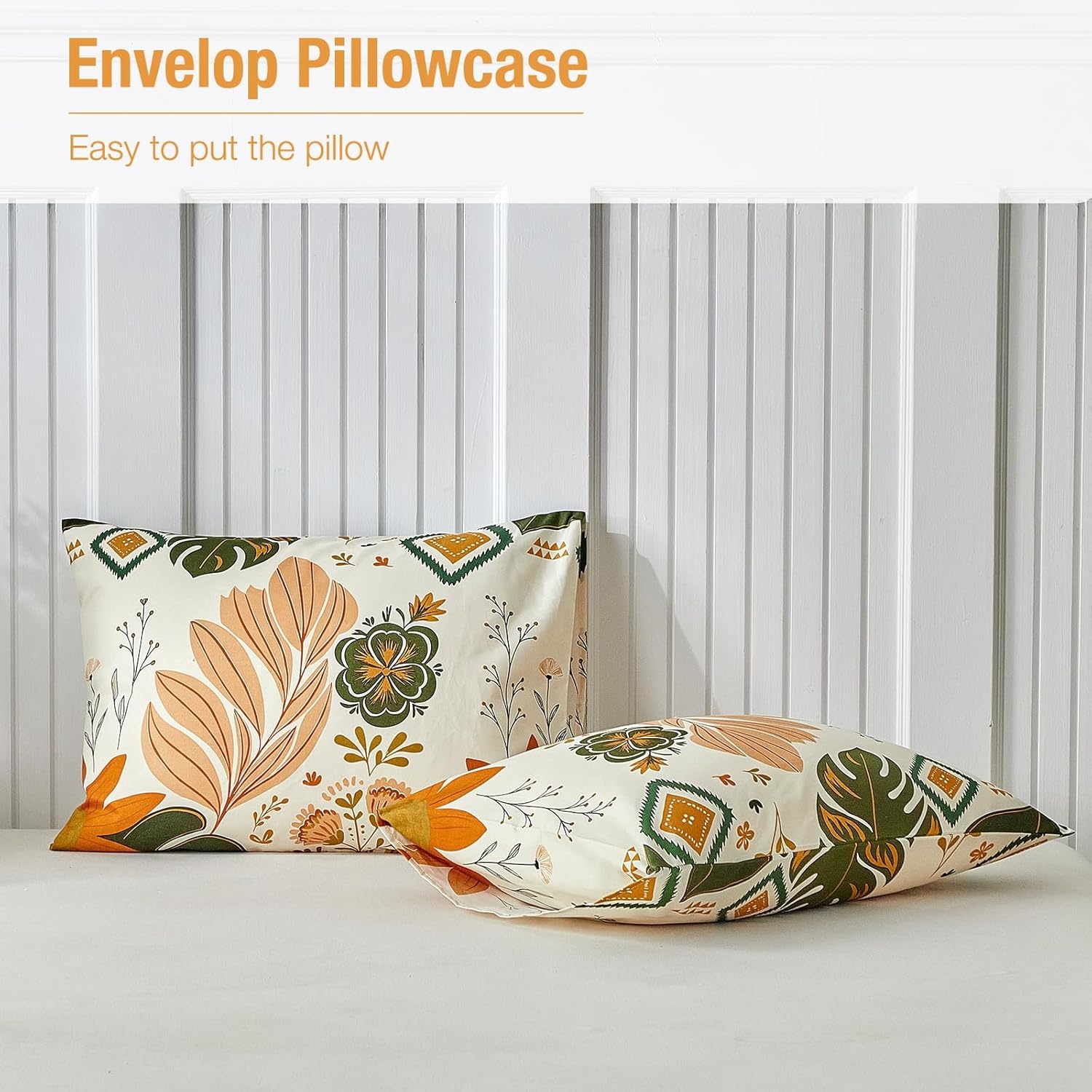 image:imageLekesky Duvet Cover Queen Size Reversible Botanical Floral Duvet Cover Set with Zipper Closure 3 Pieces Soft Microfiber Green Bedding Set 1Duvet Cover 90x90 2 Pillowcases 20x26C Yellowbaroque