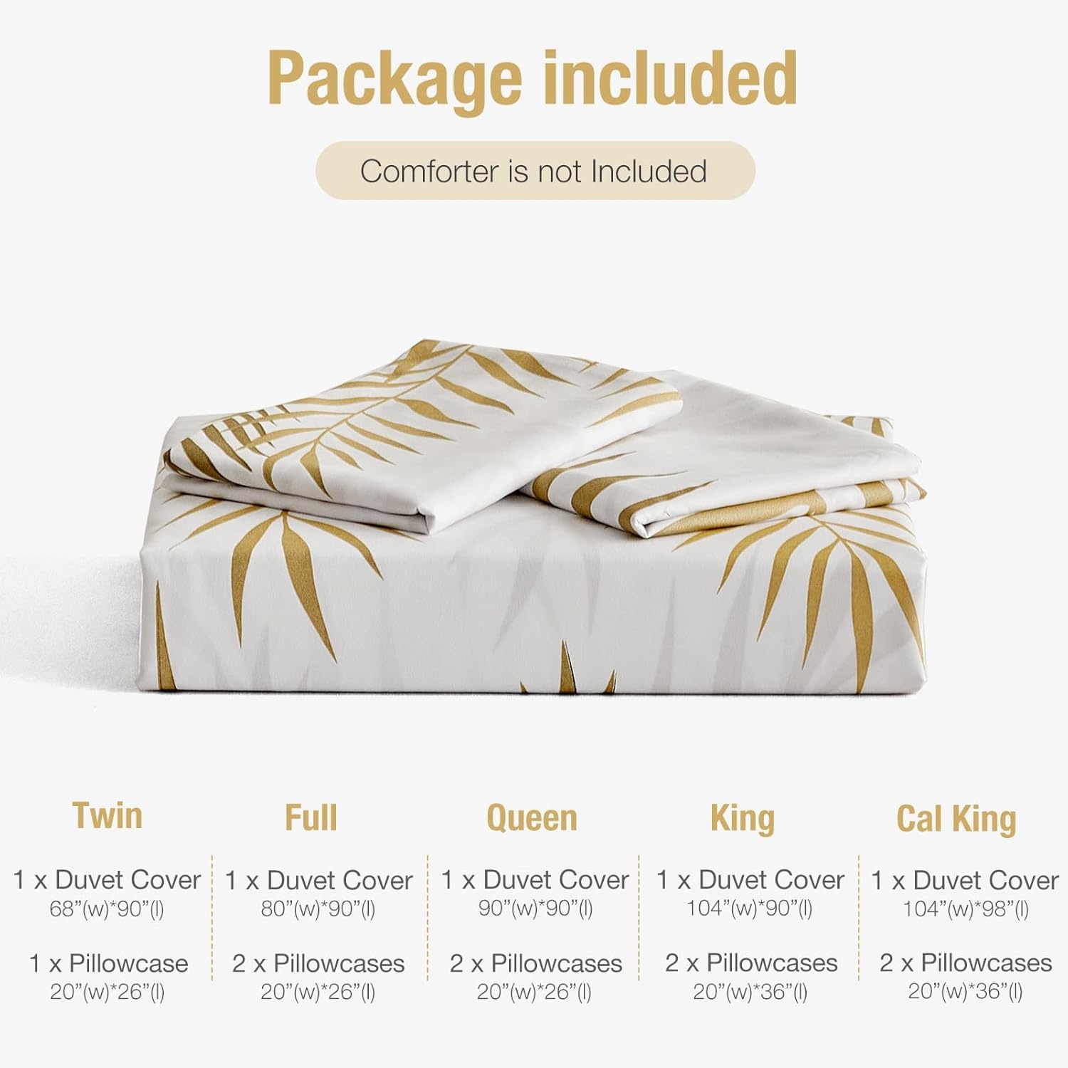 image:imageLekesky Duvet Cover Queen Size Reversible Botanical Floral Duvet Cover Set with Zipper Closure 3 Pieces Soft Microfiber Green Bedding Set 1Duvet Cover 90x90 2 Pillowcases 20x26C Whitegold Leaf No Comforter