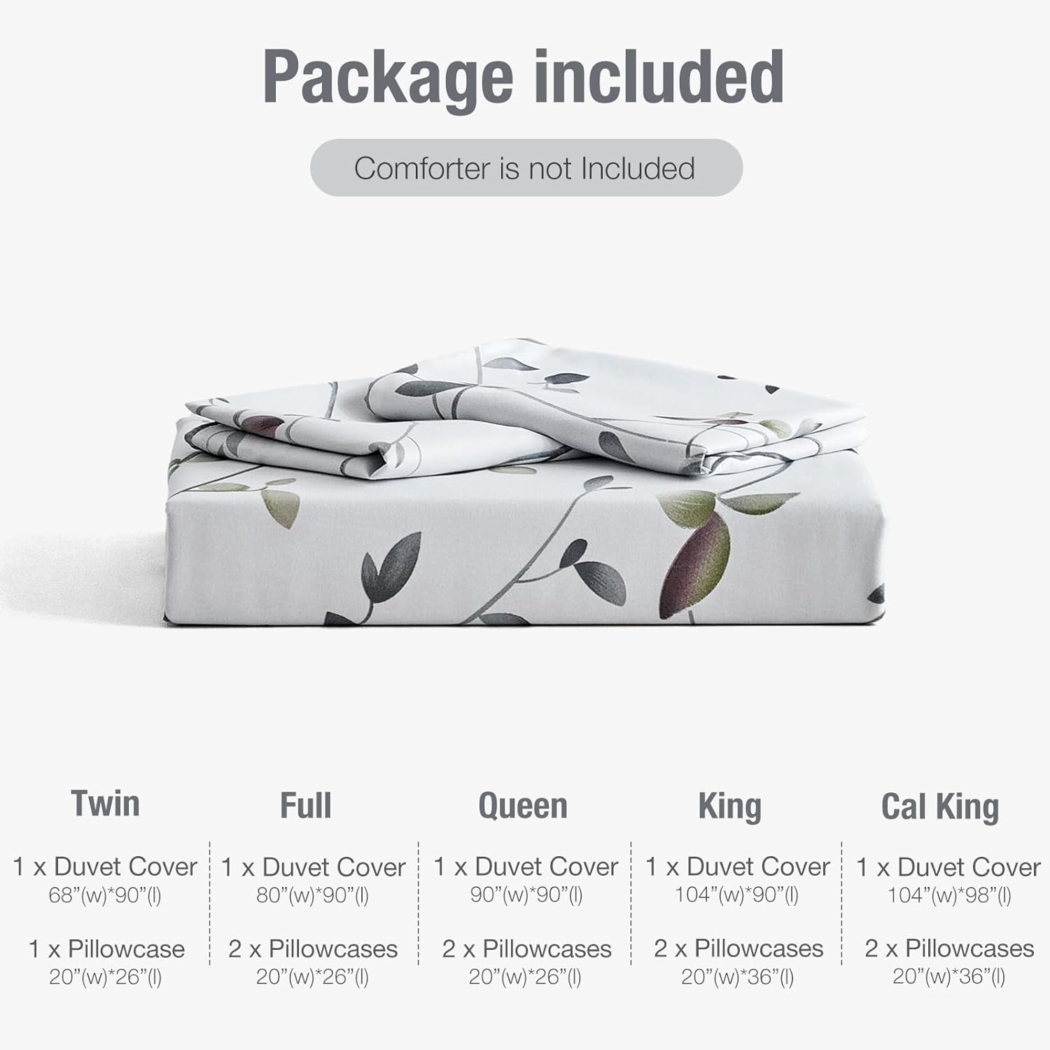 image:imageLekesky Duvet Cover Queen Size Reversible Botanical Floral Duvet Cover Set with Zipper Closure 3 Pieces Soft Microfiber Green Bedding Set 1Duvet Cover 90x90 2 Pillowcases 20x26Bwhite Grey Tree
