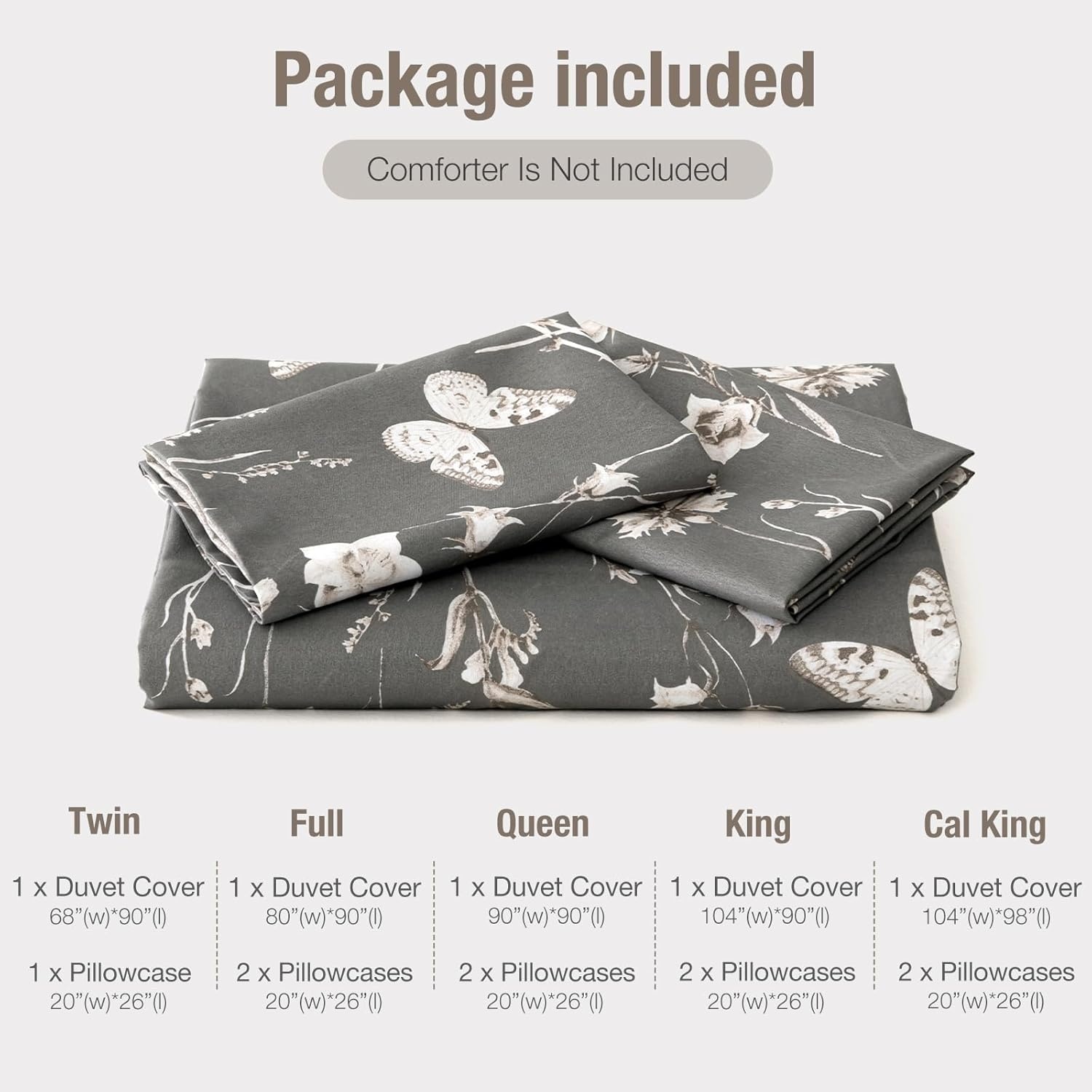 image:imageLekesky Duvet Cover Queen Size Reversible Botanical Floral Duvet Cover Set with Zipper Closure 3 Pieces Soft Microfiber Green Bedding Set 1Duvet Cover 90x90 2 Pillowcases 20x26A Deep Greyno Comforter