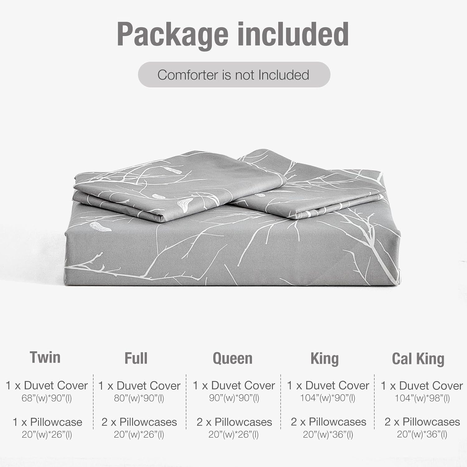 image:imageLekesky Duvet Cover Queen Size Reversible Botanical Floral Duvet Cover Set with Zipper Closure 3 Pieces Soft Microfiber Green Bedding Set 1Duvet Cover 90x90 2 Pillowcases 20x26Bgrey Branch