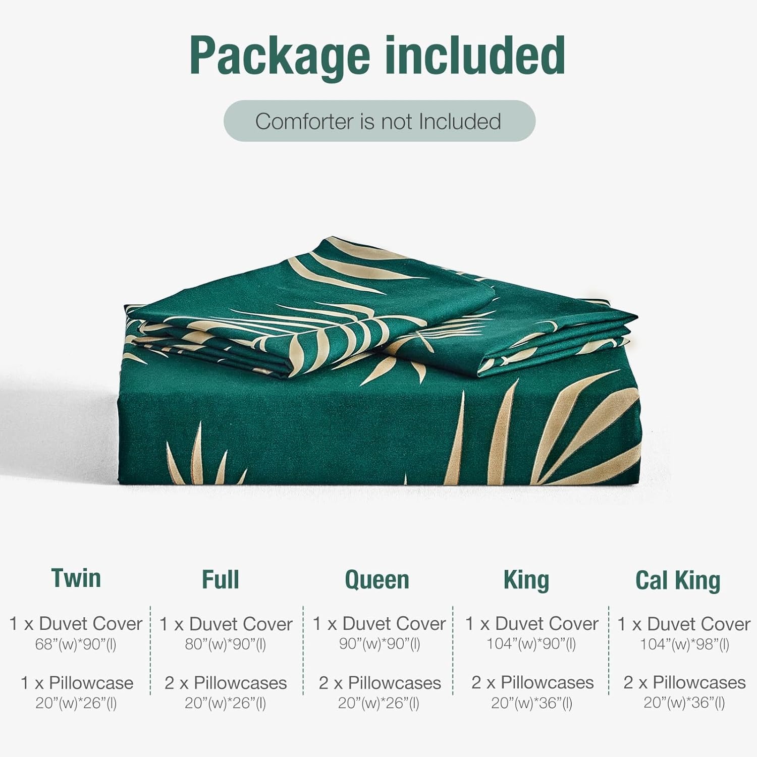 image:imageLekesky Duvet Cover Queen Size Reversible Botanical Floral Duvet Cover Set with Zipper Closure 3 Pieces Soft Microfiber Green Bedding Set 1Duvet Cover 90x90 2 Pillowcases 20x26C Greengold Leaf No Comforter