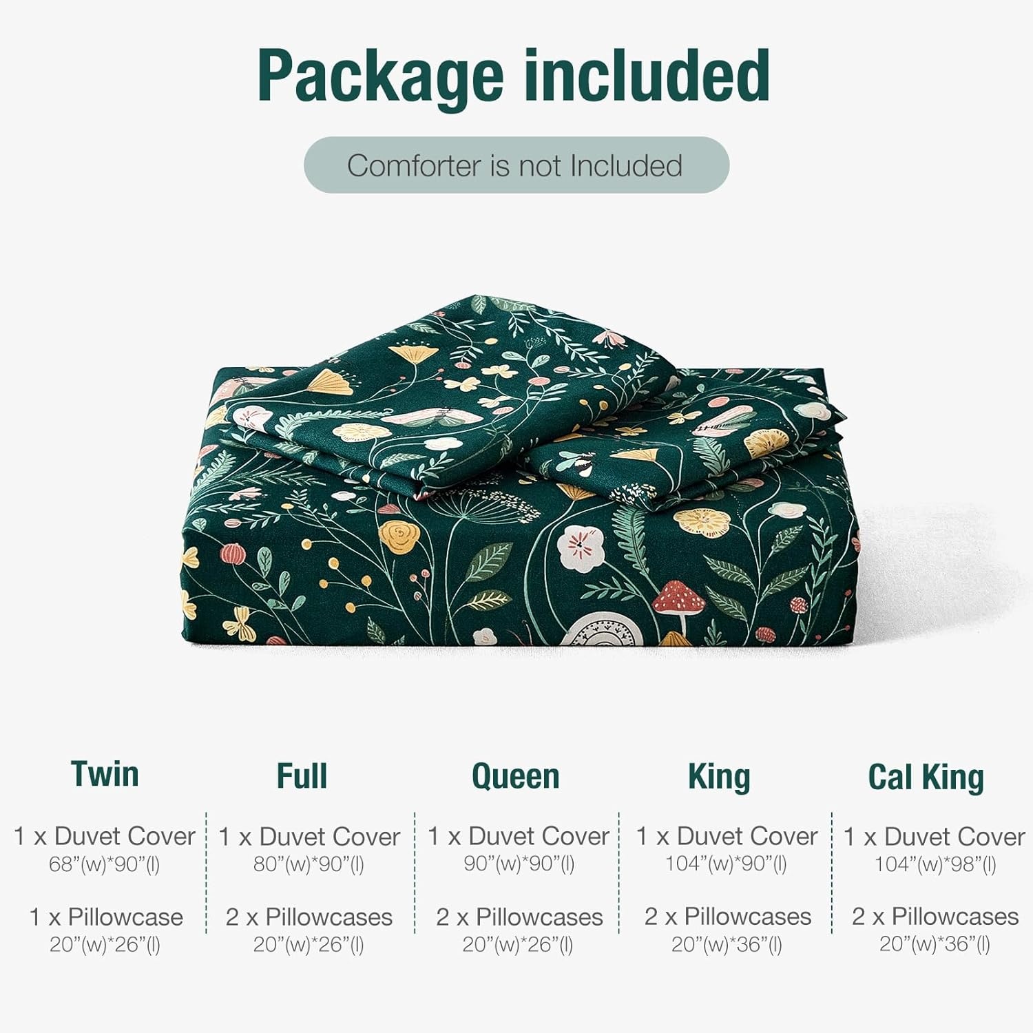 image:imageLekesky Duvet Cover Queen Size Reversible Botanical Floral Duvet Cover Set with Zipper Closure 3 Pieces Soft Microfiber Green Bedding Set 1Duvet Cover 90x90 2 Pillowcases 20x26C Greeninsect World