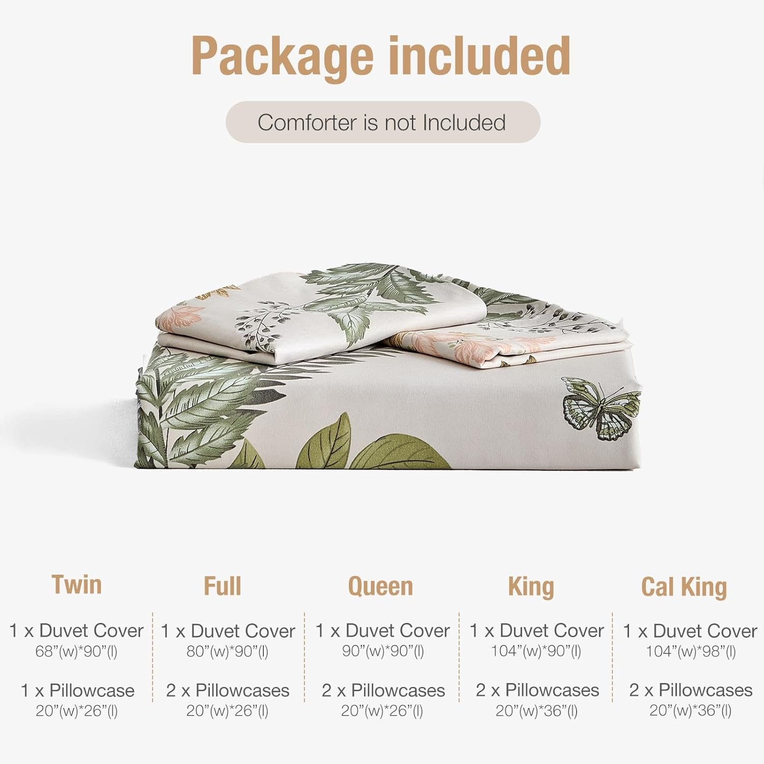 image:imageLekesky Duvet Cover Queen Size Reversible Botanical Floral Duvet Cover Set with Zipper Closure 3 Pieces Soft Microfiber Green Bedding Set 1Duvet Cover 90x90 2 Pillowcases 20x26C Whitegreen Leaf No Comforter
