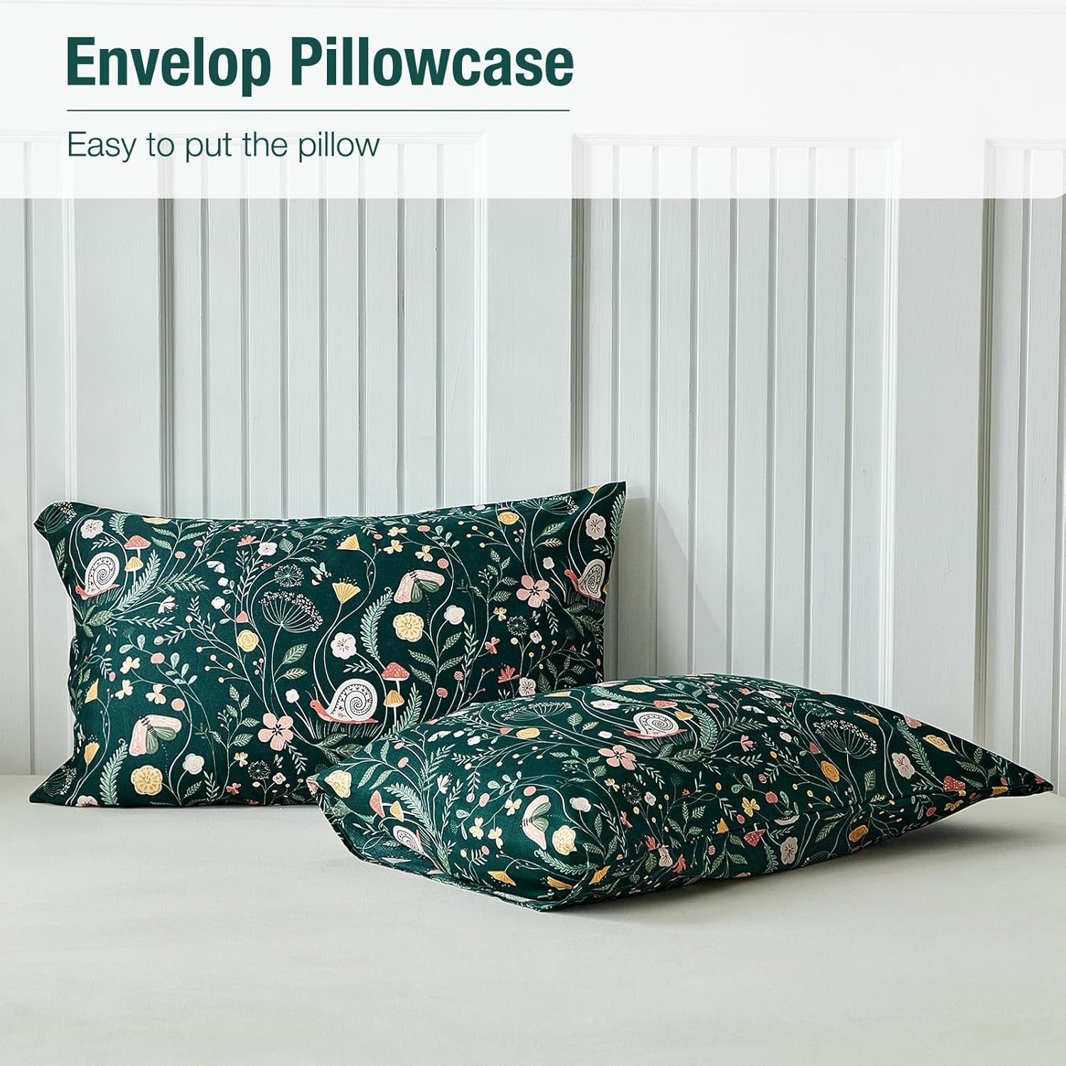 image:imageLekesky Duvet Cover Queen Size Reversible Botanical Floral Duvet Cover Set with Zipper Closure 3 Pieces Soft Microfiber Green Bedding Set 1Duvet Cover 90x90 2 Pillowcases 20x26C Greeninsect World