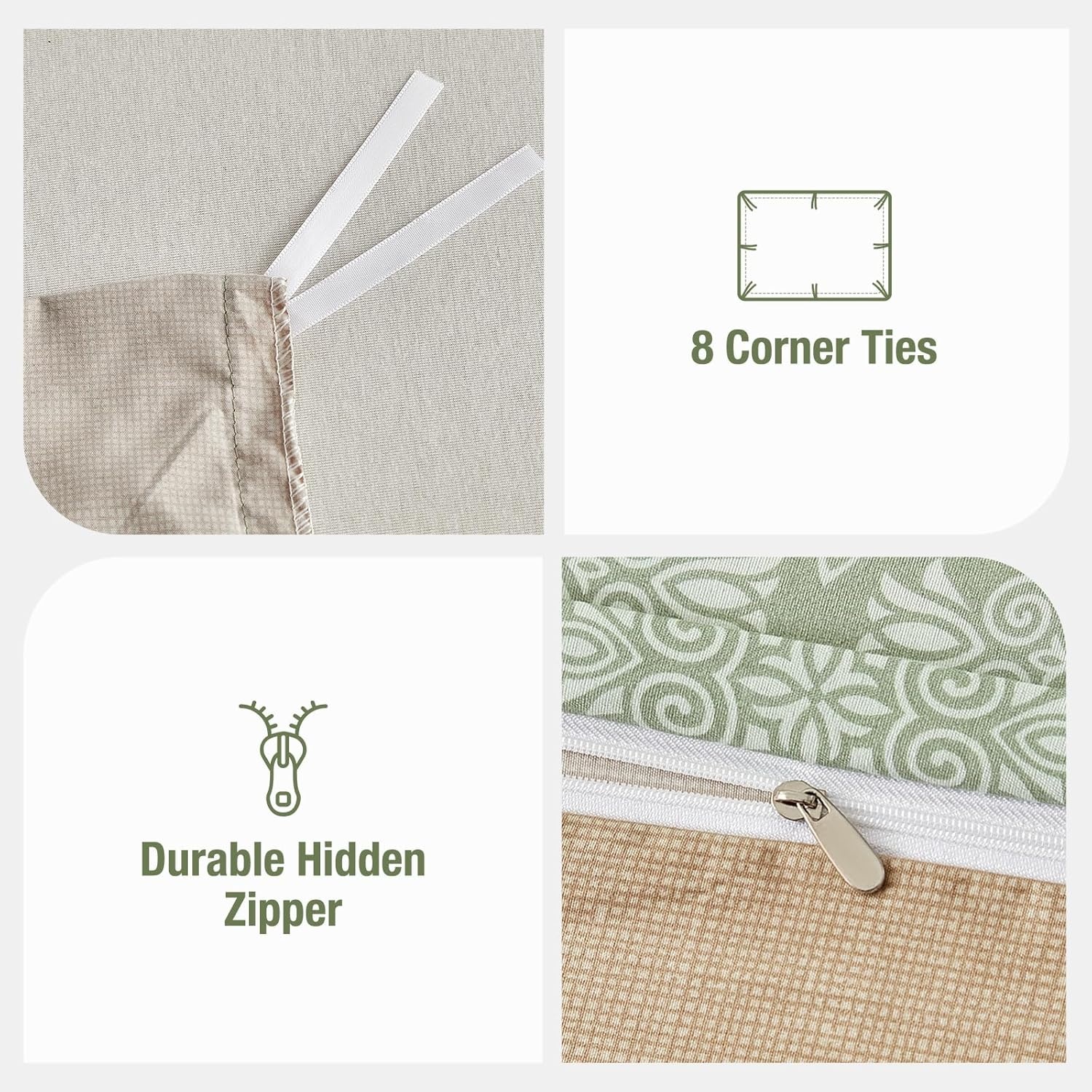 image:imageLekesky Duvet Cover Queen Size Reversible Botanical Floral Duvet Cover Set with Zipper Closure 3 Pieces Soft Microfiber Green Bedding Set 1Duvet Cover 90x90 2 Pillowcases 20x26Dpatchworkgreen
