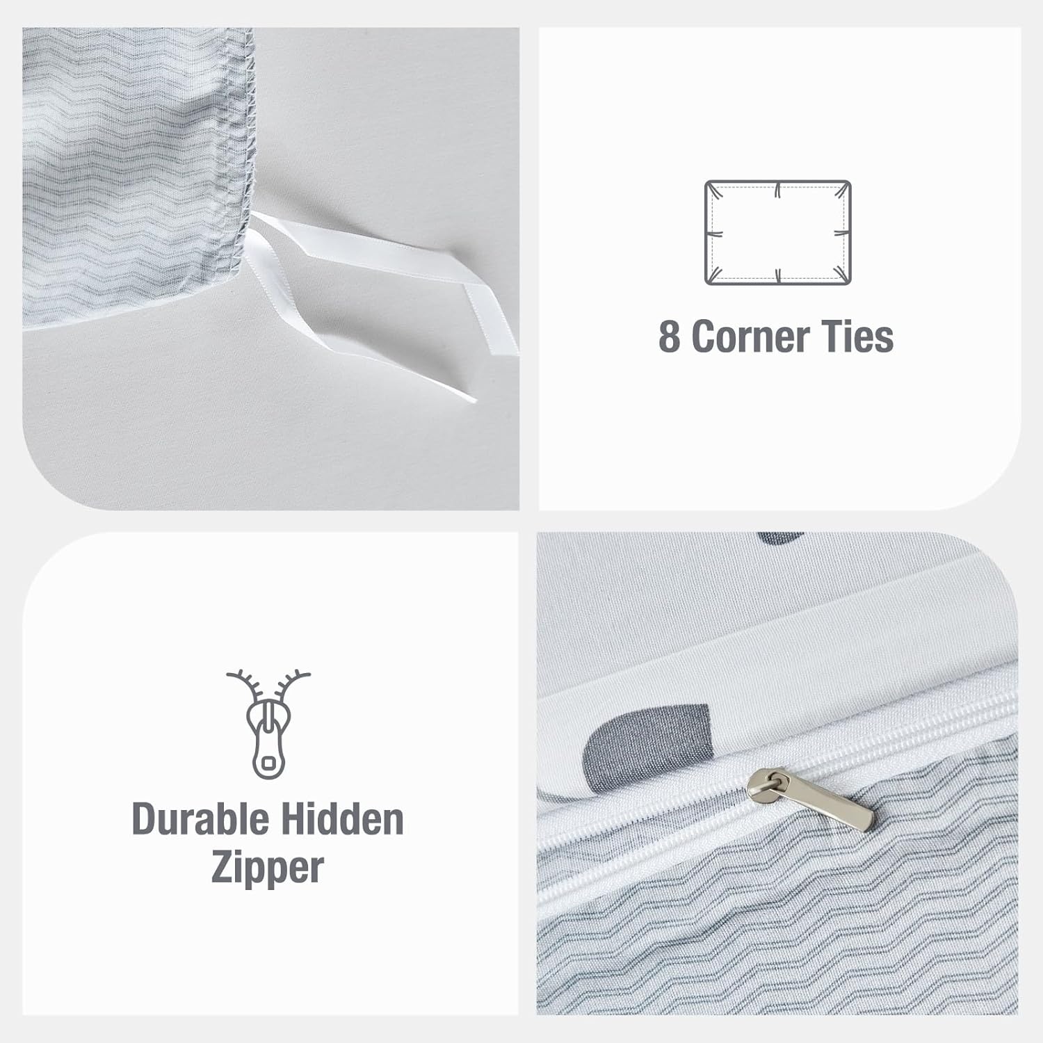 image:imageLekesky Duvet Cover Queen Size Reversible Botanical Floral Duvet Cover Set with Zipper Closure 3 Pieces Soft Microfiber Green Bedding Set 1Duvet Cover 90x90 2 Pillowcases 20x26Bwhite Grey Tree
