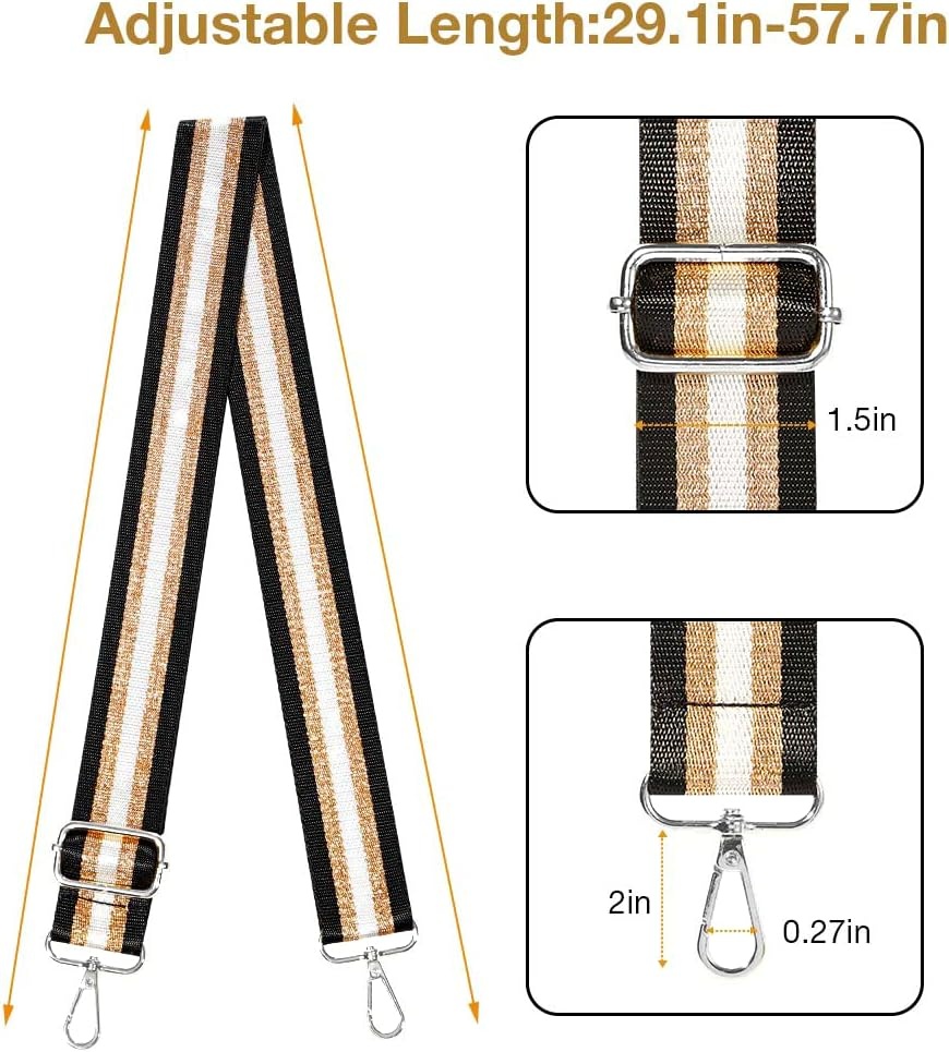 image:imageLekesky Purse Strap Replacement Crossbody Purse Strap for Women15 Inch Bronze Gold Black Golden Glitter