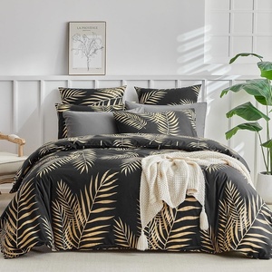 image:imageLekesky Duvet Cover Queen Size Reversible Botanical Floral Duvet Cover Set with Zipper Closure 3 Pieces Soft Microfiber Green Bedding Set 1Duvet Cover 90x90 2 Pillowcases 20x26C Blackgold Leaf No Comforter