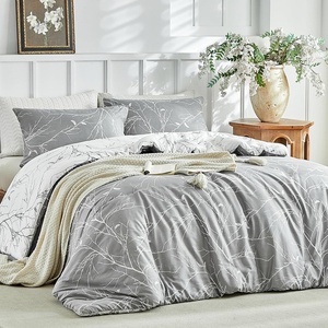 image:imageLekesky Duvet Cover Queen Size Reversible Botanical Floral Duvet Cover Set with Zipper Closure 3 Pieces Soft Microfiber Green Bedding Set 1Duvet Cover 90x90 2 Pillowcases 20x26Bgrey Branch