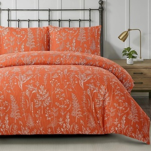 image:imageLekesky Duvet Cover Queen Size Reversible Botanical Floral Duvet Cover Set with Zipper Closure 3 Pieces Soft Microfiber Green Bedding Set 1Duvet Cover 90x90 2 Pillowcases 20x26C Burnt Orange