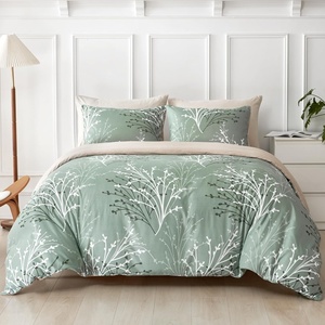image:imageLekesky Duvet Cover Queen Size Reversible Botanical Floral Duvet Cover Set with Zipper Closure 3 Pieces Soft Microfiber Green Bedding Set 1Duvet Cover 90x90 2 Pillowcases 20x26A Green Branchno Comforter