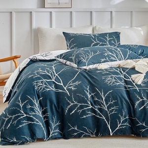 image:imageLekesky Duvet Cover Queen Size Reversible Botanical Floral Duvet Cover Set with Zipper Closure 3 Pieces Soft Microfiber Green Bedding Set 1Duvet Cover 90x90 2 Pillowcases 20x26Bbranch With Leave