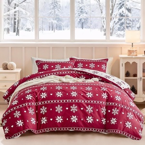 image:imageLekesky Duvet Cover Queen Size Reversible Botanical Floral Duvet Cover Set with Zipper Closure 3 Pieces Soft Microfiber Green Bedding Set 1Duvet Cover 90x90 2 Pillowcases 20x26C Snowflakes