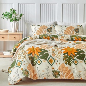 image:imageLekesky Duvet Cover Queen Size Reversible Botanical Floral Duvet Cover Set with Zipper Closure 3 Pieces Soft Microfiber Green Bedding Set 1Duvet Cover 90x90 2 Pillowcases 20x26C Yellowbaroque