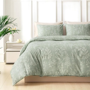 image:imageLekesky Duvet Cover Queen Size Reversible Botanical Floral Duvet Cover Set with Zipper Closure 3 Pieces Soft Microfiber Green Bedding Set 1Duvet Cover 90x90 2 Pillowcases 20x26C Sage Green