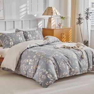image:imageLekesky Duvet Cover Queen Size Reversible Botanical Floral Duvet Cover Set with Zipper Closure 3 Pieces Soft Microfiber Green Bedding Set 1Duvet Cover 90x90 2 Pillowcases 20x26A Grey  Goldno Comforter