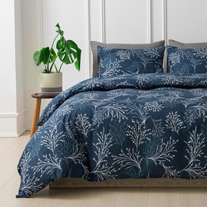 image:imageLekesky Duvet Cover Queen Size Reversible Botanical Floral Duvet Cover Set with Zipper Closure 3 Pieces Soft Microfiber Green Bedding Set 1Duvet Cover 90x90 2 Pillowcases 20x26B Navy Blue Branch