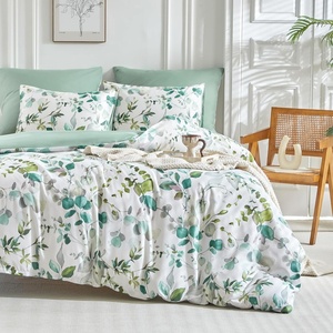 image:imageLekesky Duvet Cover Queen Size Reversible Botanical Floral Duvet Cover Set with Zipper Closure 3 Pieces Soft Microfiber Green Bedding Set 1Duvet Cover 90x90 2 Pillowcases 20x2601green Foliage White No Comforter
